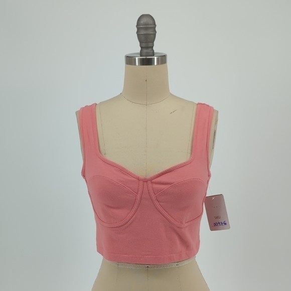 Wild Fable Sweetheart Neck Cropped Tank Top Pink M 90s barbie casual beach basic - Picture 1 of 5
